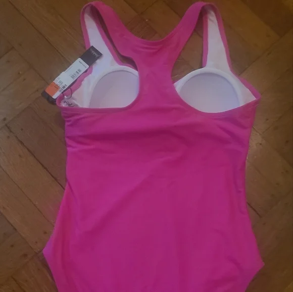 NEW NICOLE MILLER RACERBACK ONE PUECE BATHING SUIT HOT PINK SZ SMALL Hp🔥🔥🔥 - Picture 10 of 11